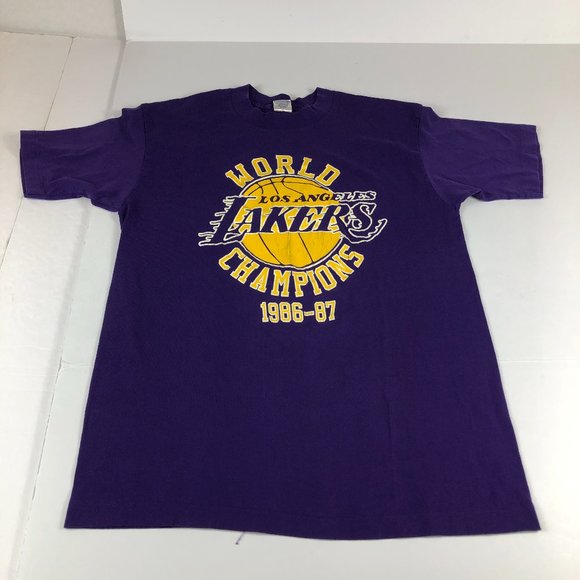 Vintage Other - VTG 80s NBA Champ Los Angeles Lakers Shirt Adult Small* Purple Single Stitch Tee